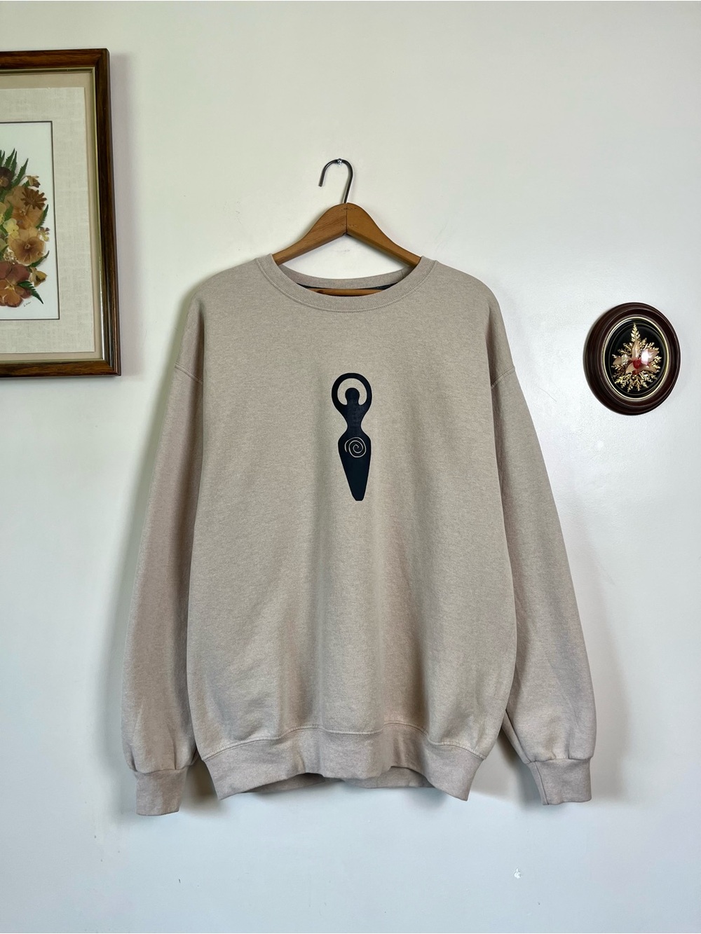 Beige Spiral Goddess Super Soft Crewneck Large
